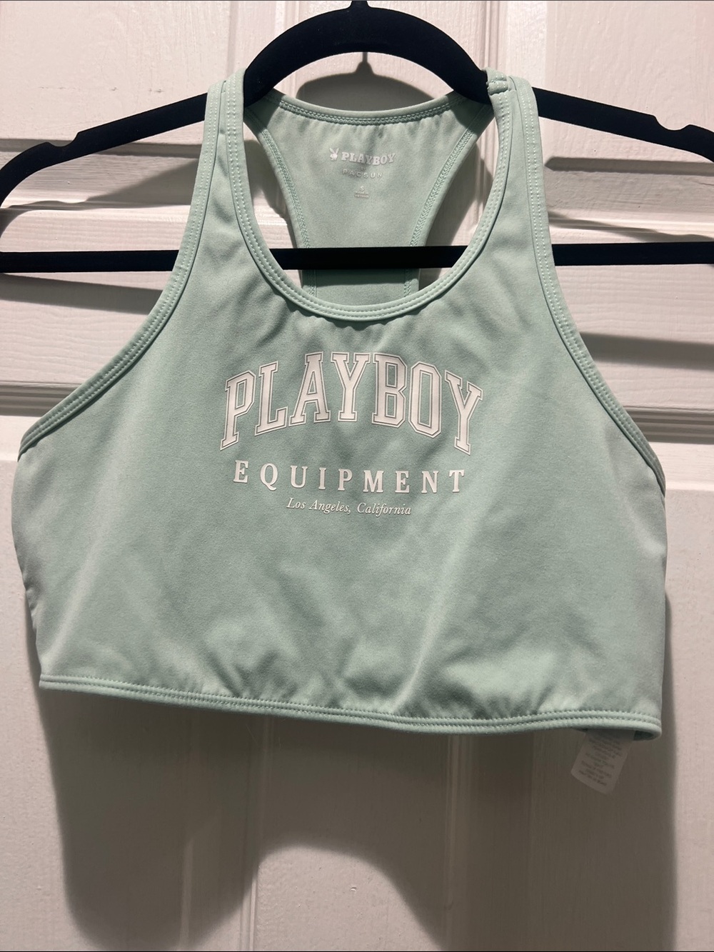 PLAYBOY Mint Green Racerback Cropped Sports Bra